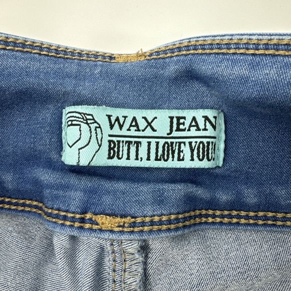 Wax Jeans Butt I Love You Size 0 Skinny Medium Wash Low Rise Denim Blue Stretch - Picture 3 of 9